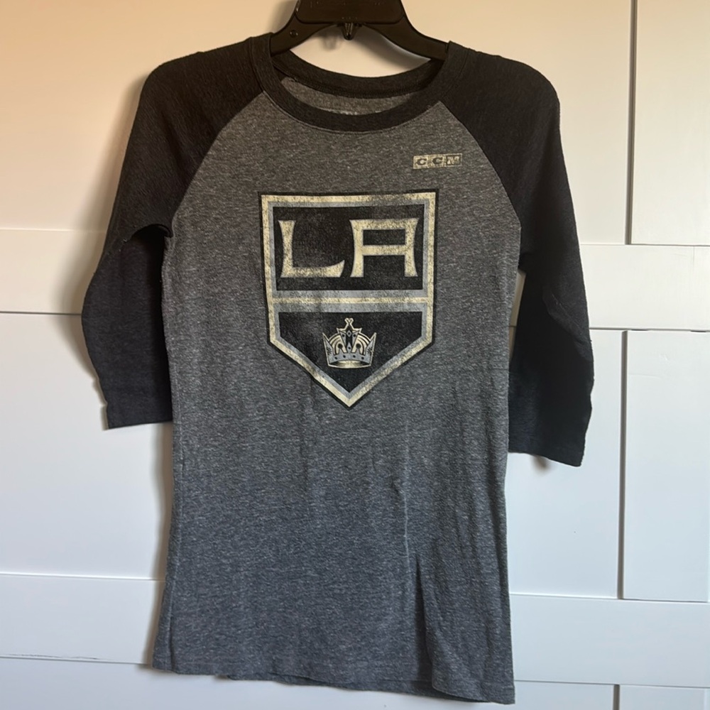 CCM LA Kings | Grey Black 3/4 Sleeve Top Size Small